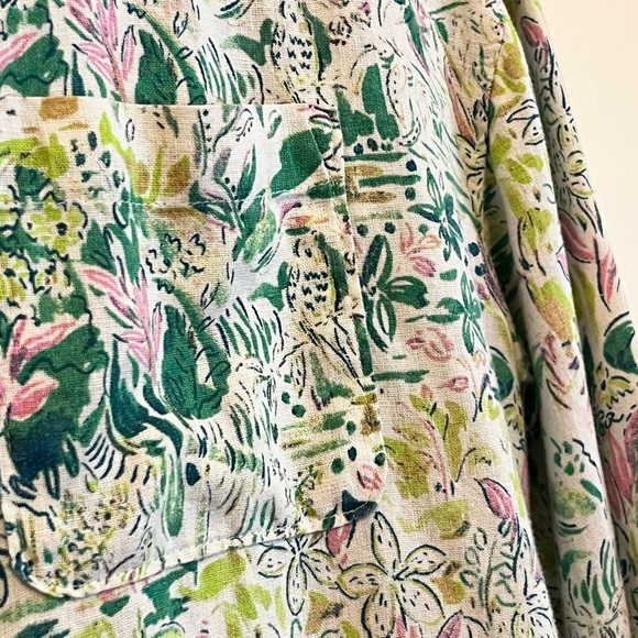 Cynthia Rowley Green and Pink Floral Shirt - Picture 4 of 6